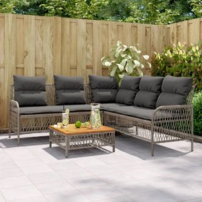 Set divano da giardino 2 pz con cuscini grigio in polyrattan