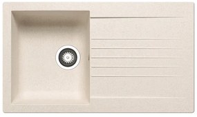 Lavello 1 vasca con gocciolatoio laterale destro o sinistro DELINIA Scirocco resina L 50 x L 86 cm avena