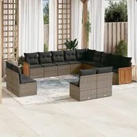 Set Divani da Giardino 13 pz con Cuscini Grigio in Polyrattancod mxl 116638