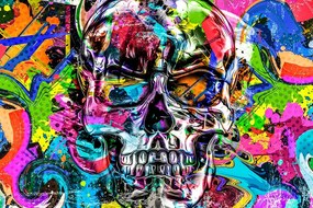 Carta da parati autoadesiva – Teschio artistico colorato