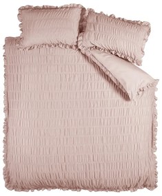 Set copripiumino e federa rosa in crêpe per letto matrimoniale e per letto esteso 230x220 cm Seersucker Frill – Catherine Lansfield