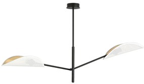 Lampadario 2 Luci Eridano In Acciao Nero E Bianco Oro Con Bracci Mobili