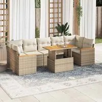 Set Divani da Giardino 7 pz con Cuscini Beige Polyrattan Acacia 3327460