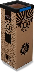Pattumiera Per Raccolta Rifiuti 28x28xh70 cm in Cartone Con Stampa Grafica Carta Beige...