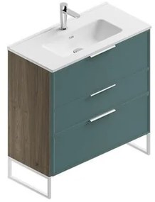 Mobile sottolavabo e lavabo Quadra per vasca centrale cotto/mirto in mdf L 80 x H 93 x P 46 cm 3 cassetti