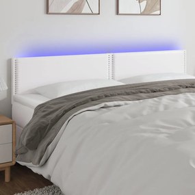 Testiera Bianca A Led 200x5x78/88 Cm İn Similpelle /