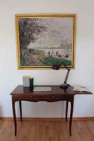 Scrittoio con piano estraibile dx arte povera in legno massello noce lucido