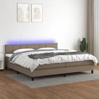 Letto a Molle Materasso e LED tortora 200x200cm in Tessuto cod mxl 63278