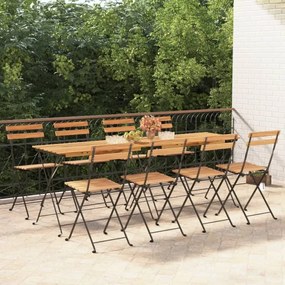 Sedie pieghevoli da bistrò 8 pz legno massello teak e acciaio