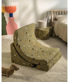 Poltrona per bambini verde con rivestimento in bouclé e ciniglia Terrazzo Moon – Wigiwama