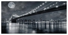 Stampa su tela Brooklyn Bridge At Night, multicolore 180 x 80 cm