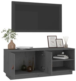 Mobile porta tv grigio 105x34x40 cm in legno massello di pino