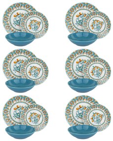 Servizio 18 piatti decoro azzurri Positano
