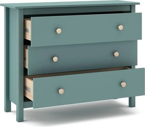 Cassettiera bassa per bambini in legno di pino color petrolio 100x80 cm Max - Marckeric