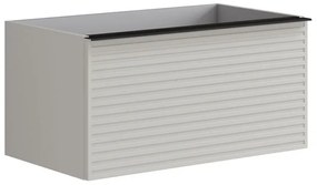 Mobile da bagno sotto lavabo Pixel stripes grigio pastello laccato opaco L 80 x H 40 x P 45.5 cm 2 cassetti, lavabo non incluso