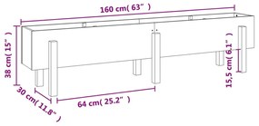 Fioriera Rialzata da Giardino Miele 160x30x38 cm Massello Pino