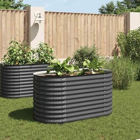 Letto Rialzato Giardino 160x80x81 Cm İn Acciaio Zincato Grigio /