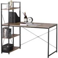 Dunkan - scrivania in legno e metallo con libreria a 3 ripiani - 120x64x120 cm