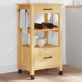 Carrello Da Cucina Monza 48x40x90 Cm İn Legno Massello Di Pino /