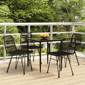 Set da Pranzo da Giardino 5 pz Nero in Polyrattan