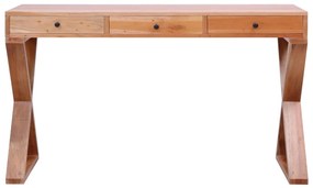 Scrivania per pc naturale 115x47x77cm legno massello di mogano