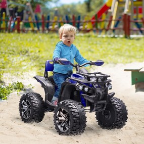 Quad Elettrico per Bambini 3-5 Anni a 12V con Fari e Pedale, in PP e Metallo 100x65x73 cm, Blu...