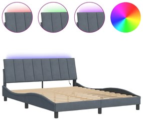 Giroletto con luci led grigio scuro 160x200 cm in velluto