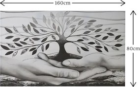 Quadro tela moderno 80x160 cm Albero Della Vita con dettagli in argento