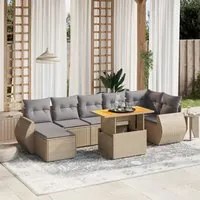 Set Divano da Giardino 8 pz con Cuscini Beige in Polyrattan 3275824