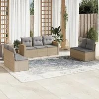 Set Divano da Giardino 7 pz con Cuscini Beige Misto Polyrattan 3225877