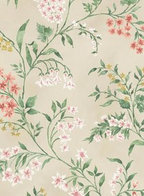 Nina Campbell Tapete Almora - Coral/ Yellow/ Green