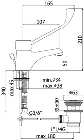 Paffoni Nettuno Nt305 Miscelatore Lavabo Con Leva Clinica e scarico automatico 1”1/4G senza attacco catenella Cromo