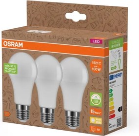 Set da 3 lampadine LED in plastica riciclata A100 E27/14W/230V 2700K - Osram