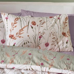Set copripiumino e federa verde e marrone in flanella per letto matrimoniale 200x200 cm Grasmere Floral – Catherine Lansfield