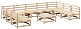 Set divani da giardino 10 pz in legno massello di pino