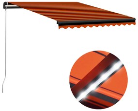 Tenda Da Sole Retrattile Con Led 350x250 Cm Arancione E Marrone /