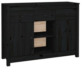 Credenza nera 100x35x74,5 cm in legno massello di pino