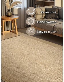 Tappeto colore naturale chiaro in iuta reversibile e tessuto a mano 160x230 cm Sharmila Natural White – Hanse Home