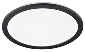 Plafoniera rotonda nera 40 cm con LED dimmerabile a 3 livelli IP44 - Lope