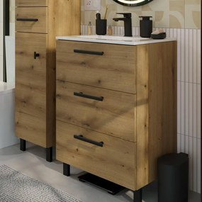 Base Remix 3 cassetti L60 X P39 X H57.7 cm Rovere rustico, con piedini