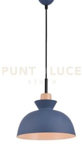 Lampadario a sospensione zambelis colore blu e decorazione in legno