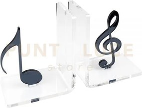 Reggilibro musica in cristallo acrilico trasparente e nero