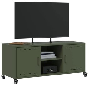 Mobile tv verde oliva 100,5x39x43,5cm acciaio laminato a freddo