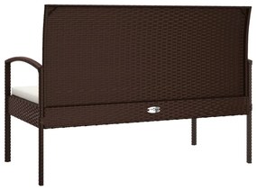 Panca da giardino con cuscino marrone 105 cm in polyrattan