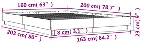 Giroletto Nero 160x200 cm in Legno Multistrato