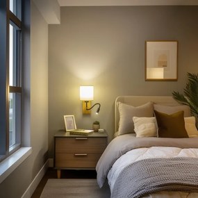 Brilagi -LED Lampada flessibile da muro NUBILA WOOD 1xE27/25W/230V + LED/3W quercia/nero/color crema