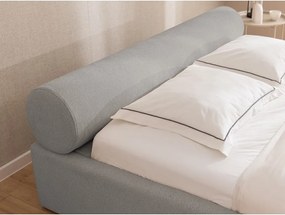 Letto matrimoniale imbottito grigio chiaro con contenitore con rete inclusa 180x200 cm Cille – Ropez