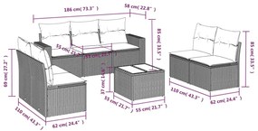 Set divano da giardino 8 pz con cuscini grigio in polyrattan