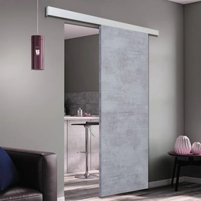 Porta scorrevole Cemento in mdf grigio, L 92.5 x H 211.5 cm, con binario Alu/legno Reversibile