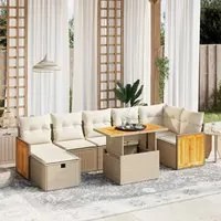 Set Divano da Giardino 8 pz con Cuscini Beige in Polyrattan 3276257